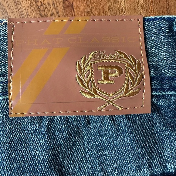 Phat Farm Shorts Men 48x15.5 Blue Denim Jorts Baggy Logo Hip-Hop Y2K 90s - Picture 11 of 14